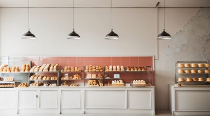 3d render bread cafe interior to sell pastry and cake
