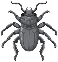 Scarab Beetle Vector Isolated on White Background