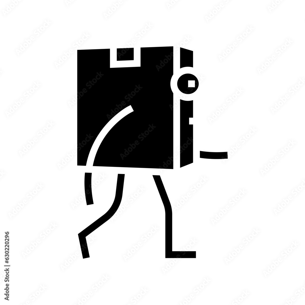 Aufkleber go cardboard box character glyph icon vector. go cardboard box character sign. isolated symbol illus