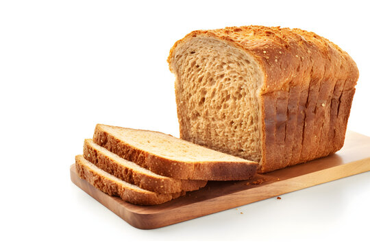 Organic Whole Grain Bread  on white background - Generative AI