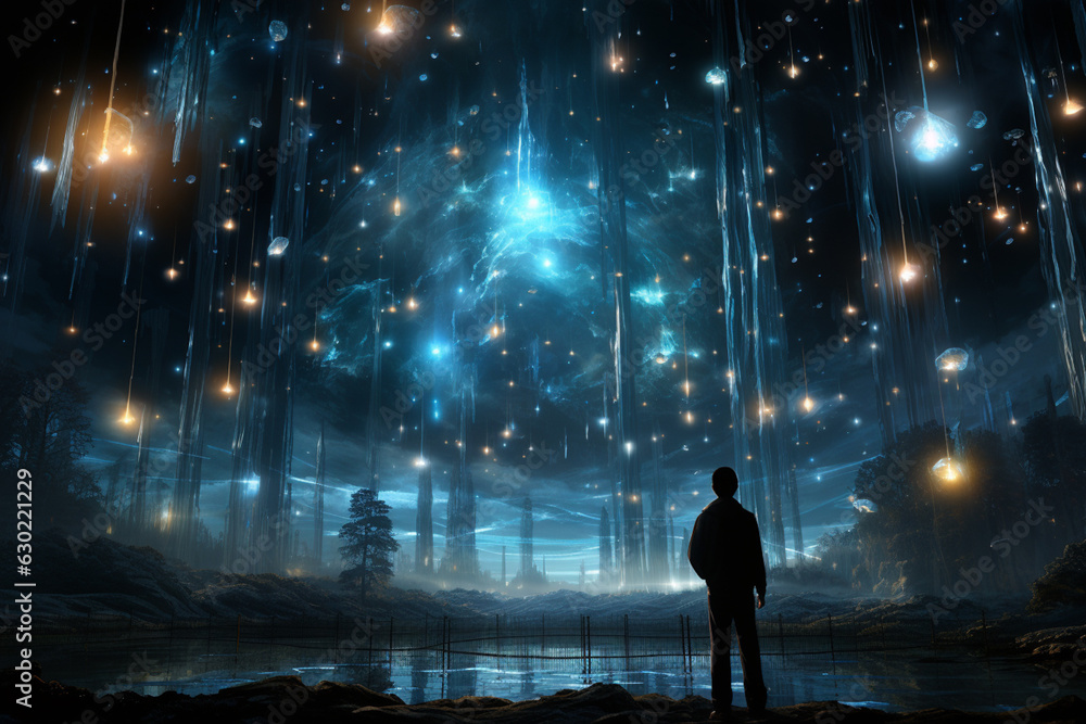 Aufkleber a night sky filled with shimmering constellations and celestial objects, evoking a sense of wonder a