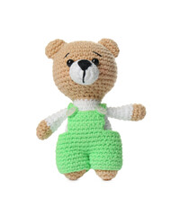 One crochet bear isolated on white. Children's toy