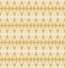 Native American vector gold seamless pattern. Endless Aztec, Maya, Inca ornament. Drawing for background and fabric.