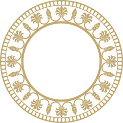 Vector round golden national persian ornament. Circle, frame, border ethnic pattern of Iranian civilization..