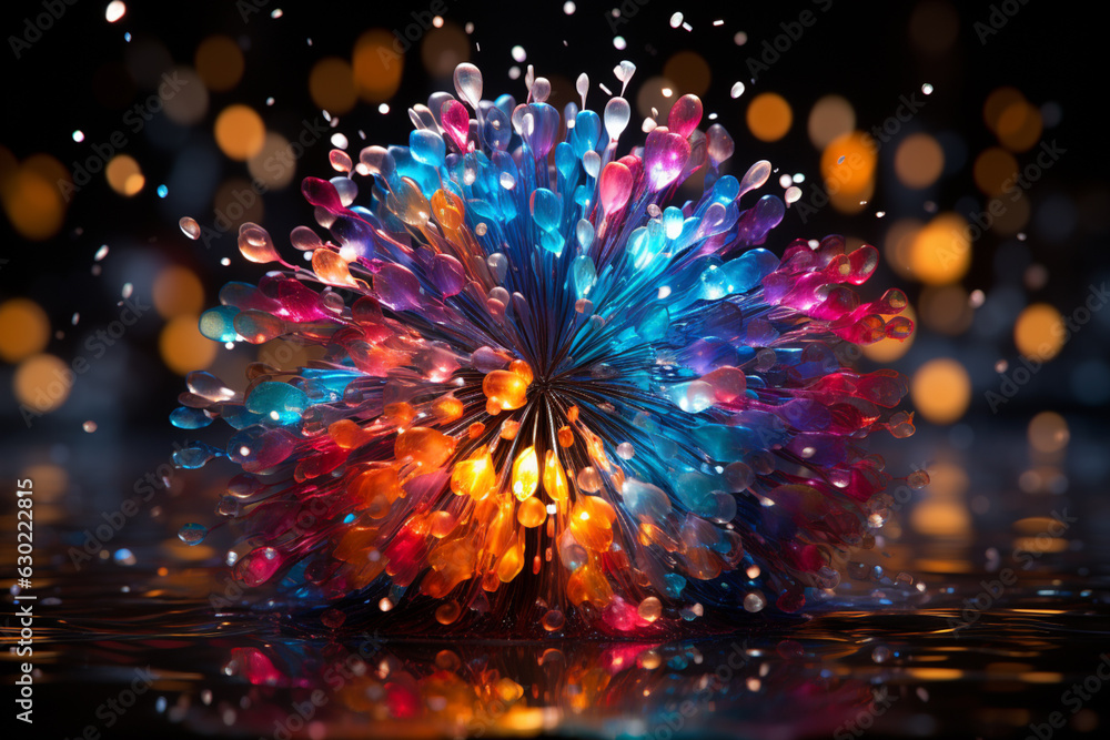Aufkleber an abstract art piece of colorful fireworks creating a mesmerizing display of lights and patterns. g