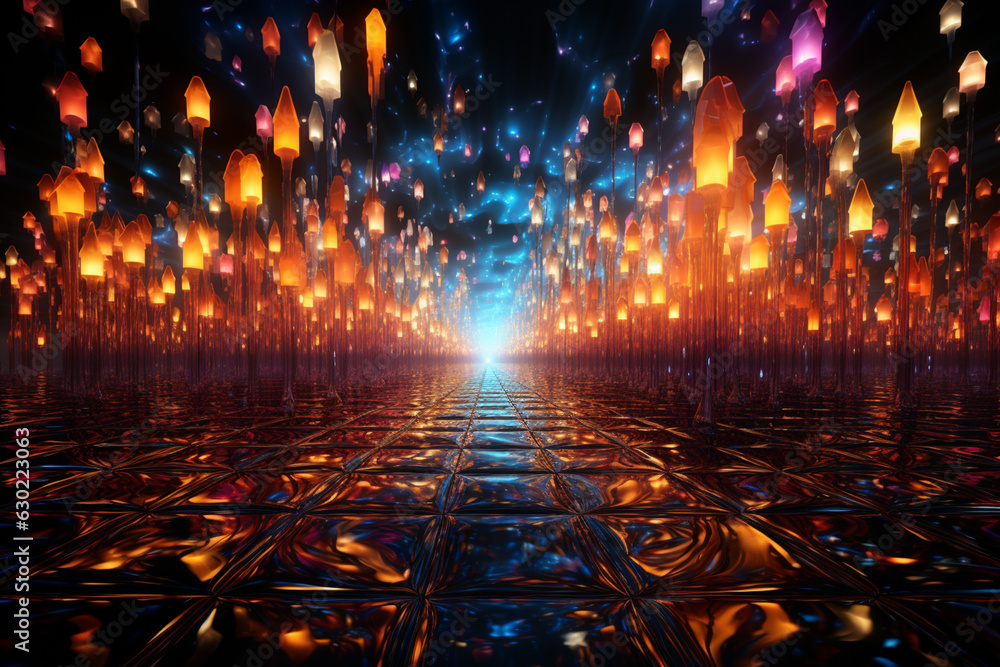 Aufkleber An abstract art composition with shimmering lights and glimmering particles, symbolizing hope and optimism for the coming year.  Generative AI technology.