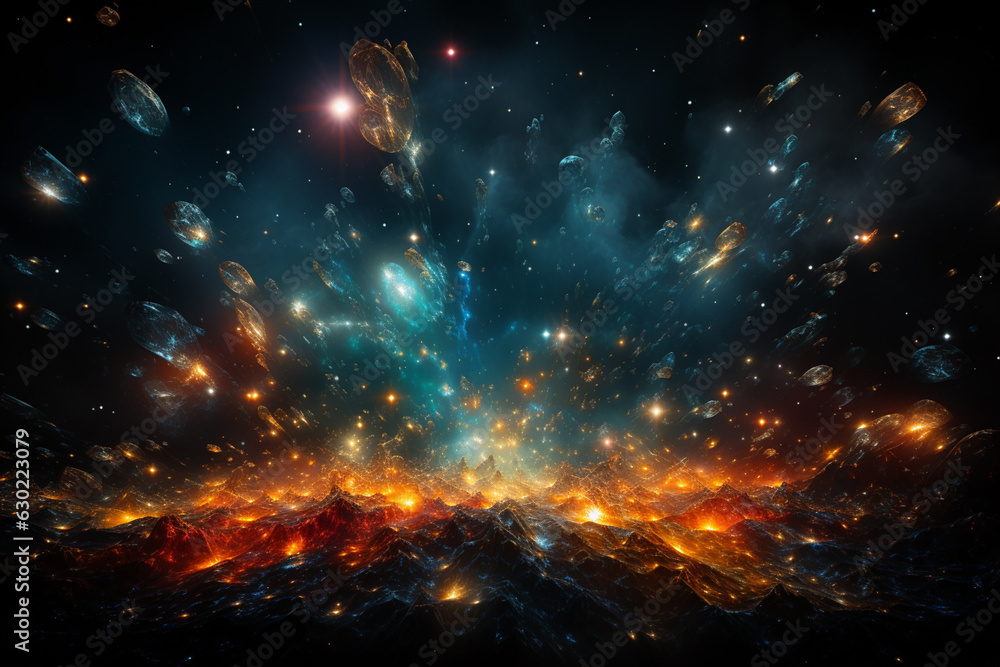 Poster a digital art piece featuring a constellation of stars forming the shape of the upcoming year's numb