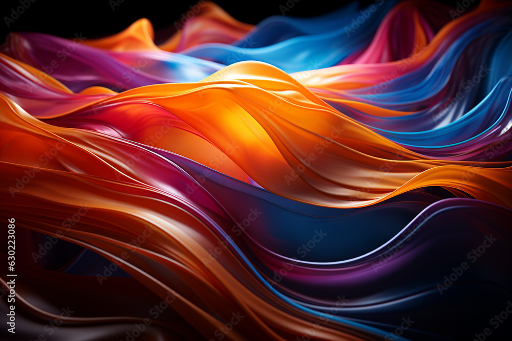 Leinwandbilder a contemporary abstract background with swirling ribbons and curves, representing the dynamic and ev