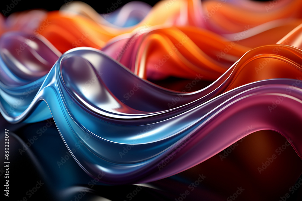 Poster A contemporary abstract background with swirling ribbons and curves, representing the dynamic and ever-changing nature of the New Year. Generative AI technology.