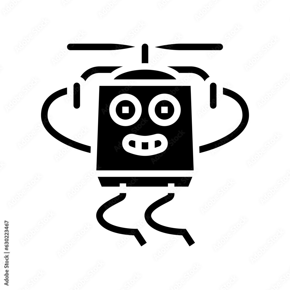 Poster drone cardboard box character glyph icon vector. drone cardboard box character sign. isolated symbol