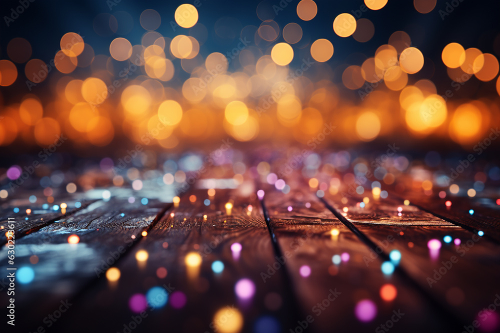 Poster bokeh effect New Year background with twinkling lights creating a dreamy and magical atmosphere.  Generative AI technology.
