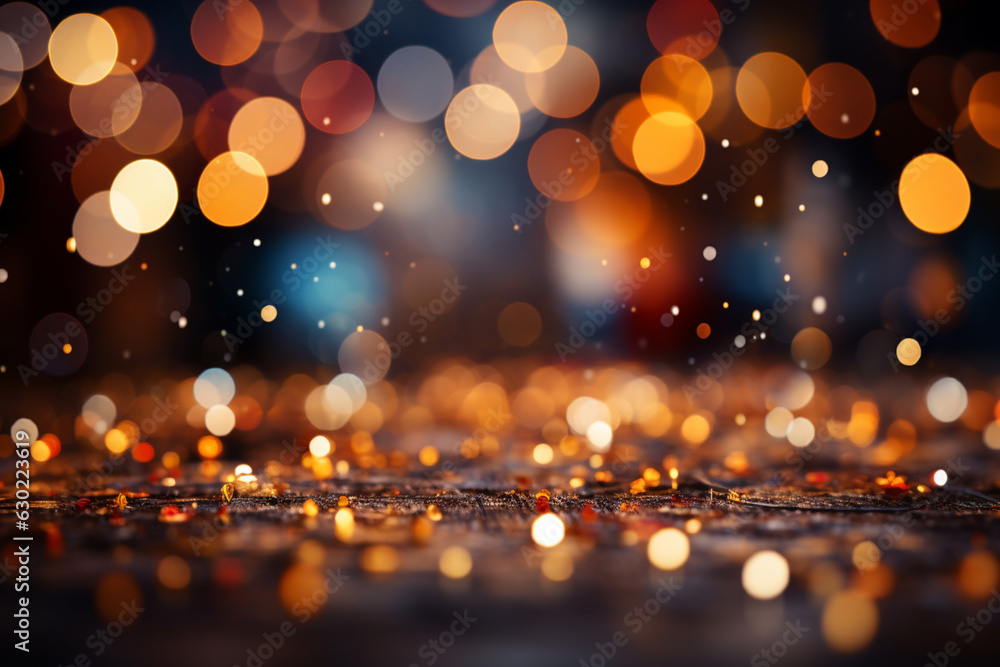 Aufkleber bokeh effect New Year background with twinkling lights creating a dreamy and magical atmosphere.  Generative AI technology.