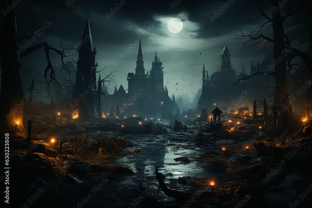 Aufkleber a foggy graveyard with tombstones and eerie mist enveloping the scene. generative ai technology.