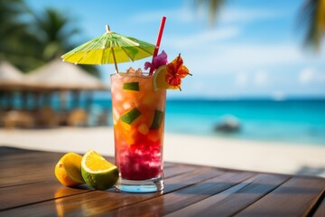 Refreshing Tropical Cocktail, Generative AI.