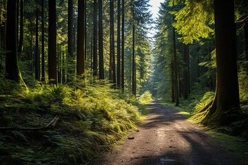 Ride Through A Sunlit Forest Trail, Generative AI