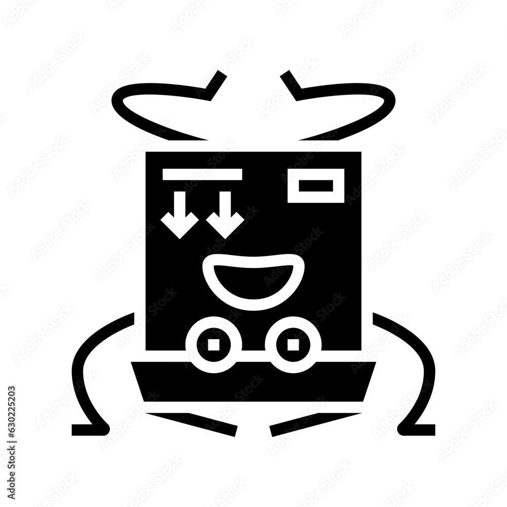 Aufkleber do not turn cardboard box character glyph icon vector. do not turn cardboard box character sign. iso
