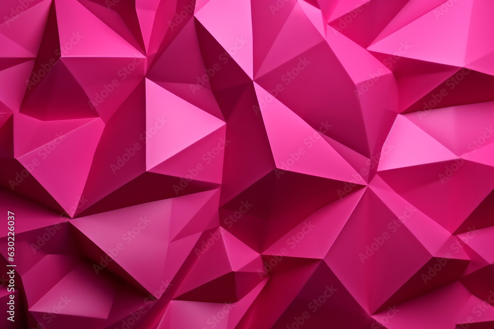 Aufkleber pink polygonal surface with triangular pyramids. .
