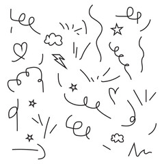 Vector big set of abstract hand drawn doodles arrow heart cloud sun star line art