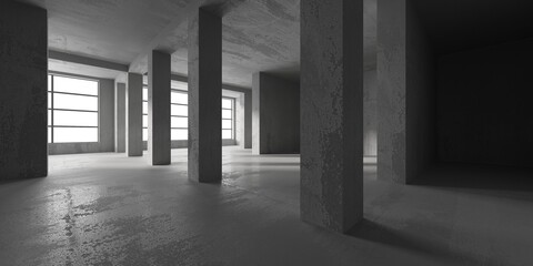 Abstract empty modern interior. Concrete walls