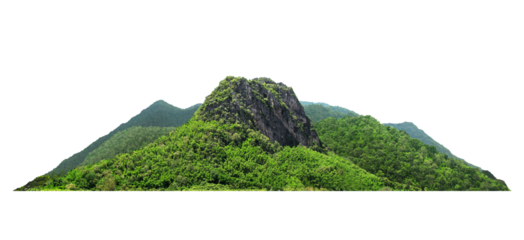 Panorama island, hill, mountain isolated on a white background. with clipping path, for photo montage. Used for graphics.