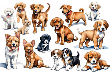 A picture of cute and funny puppies. Generative AI
