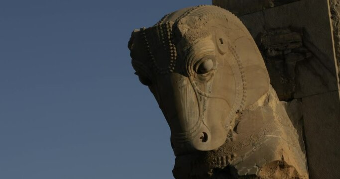 Sculpture of horse head Persepolis Iran