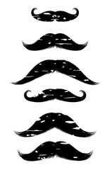 Vintage mustache icon set, black and white flat design. Men's mustaches. Vector illustration
