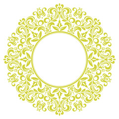 Decorative frame Elegant vector element for design in Eastern style, place for text. Floral yellow and white border. Lace illustration for invitations and greeting cards