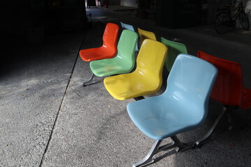 colorful waiting chairs design for still nostalgic time
