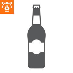 Bottled beer solid icon, glyph style icon for web site or mobile app, oktoberfest and alcohol, glass bottle vector icon, simple vector illustration, vector graphics with editable strokes.
