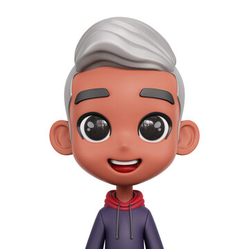 3D Render Avatar White Hair Man With Jacket Isolate Transparent Background, 3D Rendering illustration