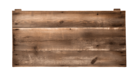 Empty wooden sign board isolated on transparent background. PNG file, cut out