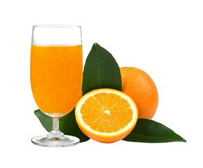 Orange fruit, Orange juice in a glass  isolated on transparent png