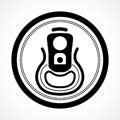 Vector metall beverage can icon from top view.