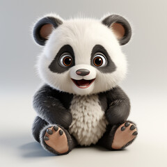 Cute panda cartoon on white background