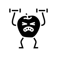 apple fruit fitness character glyph icon vector. apple fruit fitness character sign. isolated symbol illustration