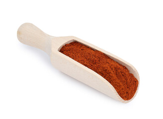 Scoop of aromatic paprika isolated on white