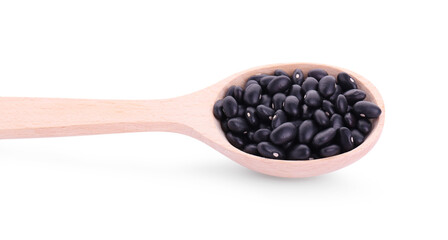 Fototapeta na wymiar Wooden spoon with raw kidney beans isolated on white
