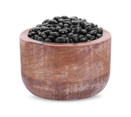 Fototapeta na wymiar Bowl of raw black beans isolated on white