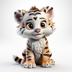 Fototapeta na wymiar Cute tiger cartoon on white background