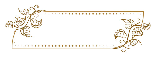 Vector horizontal rectangle dotted frame with ivy leaves decoration