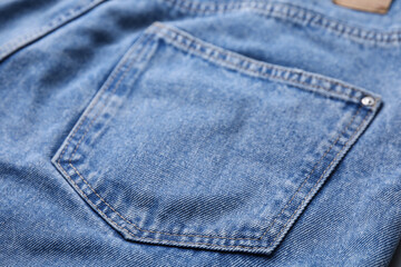 Jeans with pocket as background, closeup view