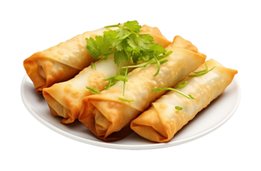 Spring rolls isolated on transparent background. PNG file, cut out