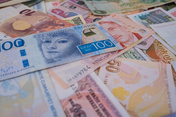 International currency banknotes as a background