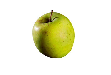 green organic apple on transparent background