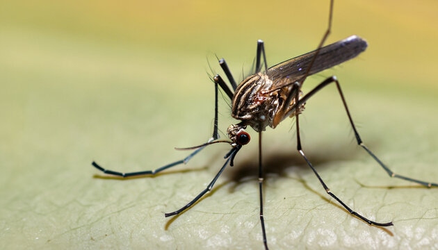 Dengue Aedes aegypti Mosquito on skin for dengue, zika and chikungunya fever disease