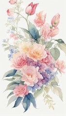 flower watercolor arrangement in white paper