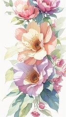 flower watercolor arrangement in white paper