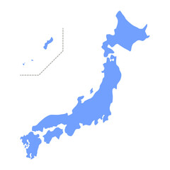 日本地図のシンプルで可愛いシルエットイラスト。ベクターイラスト。