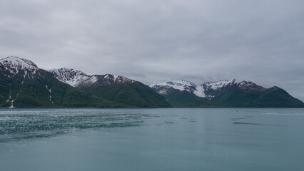 snowy mountain in alaska seascape. landscape of mountain in alaska.